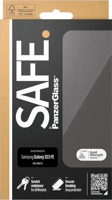 Защитное стекло PanzerGlass SAFE. Ultra-Wide Fit для Samsung Galaxy S23 FE, закаленное стекло с поглощением ударов и защитой от царапин