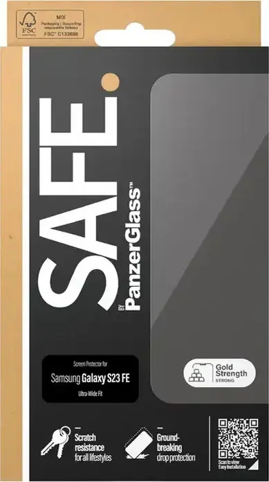 Защитное стекло PanzerGlass SAFE. Ultra-Wide Fit для Samsung Galaxy S23 FE, закаленное стекло с поглощением ударов и защитой от царапин