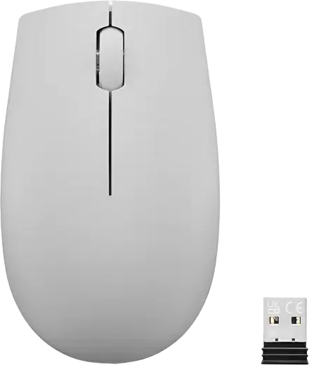Lenovo 300 Compact Wireless Mouse, Gray, 1000 DPI Optical Sensor, 2.4 GHz Nano USB-A Receiver, Ambidextrous Ergonomic Design, 12 Month Battery Life