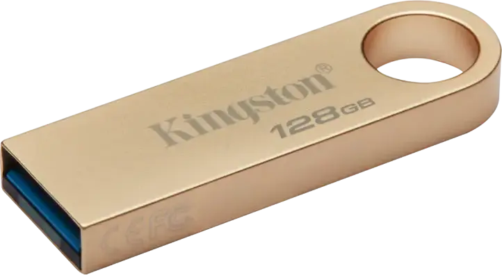 Kingston DataTraveler SE9 G3 USB 3.2 Gen 1 Flash Drive 128 GB, up to 220MB/s Read, 100MB/s Write, Cap-less All-Metal Casing with Integrated Keyring Loop