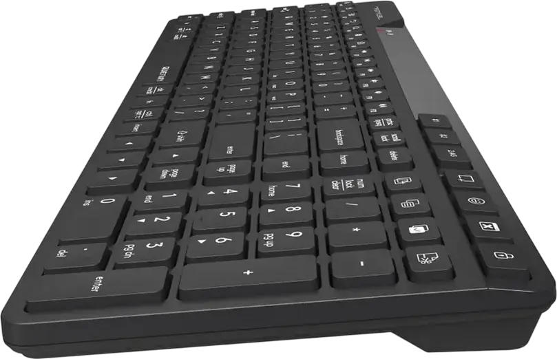 A4Tech FBK27C AS Wireless Keyboard, Bluetooth & 2.4GHz, Multi-Device Pairing for 3 Devices, QuietKey Membrane, USB-C Rechargeable, Black