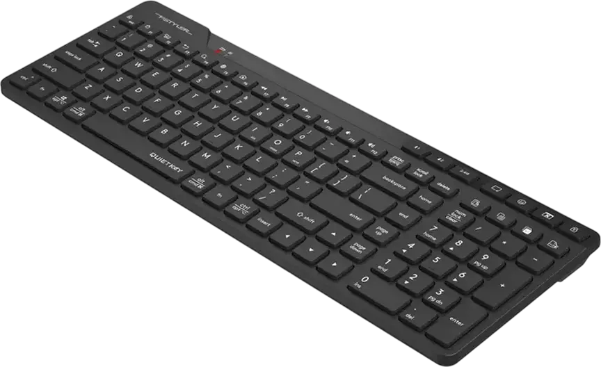 A4Tech FBK27C AS Wireless Keyboard, Bluetooth & 2.4GHz, Multi-Device Pairing for 3 Devices, QuietKey Membrane, USB-C Rechargeable, Black