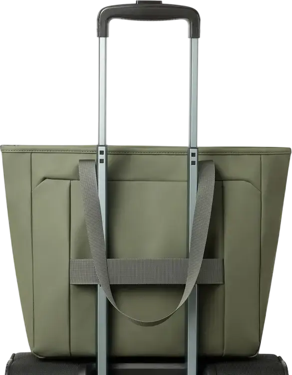 Rivacase Eden-Eco 7821 Women's Laptop Tote Bag, 14 inch, 14L, Water-Resistant Polyester RPET PU, Olive Green, with Trolley Strap and Padded Compartment