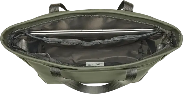 Rivacase Eden-Eco 7821 Women's Laptop Tote Bag, 14 inch, 14L, Water-Resistant Polyester RPET PU, Olive Green, with Trolley Strap and Padded Compartment