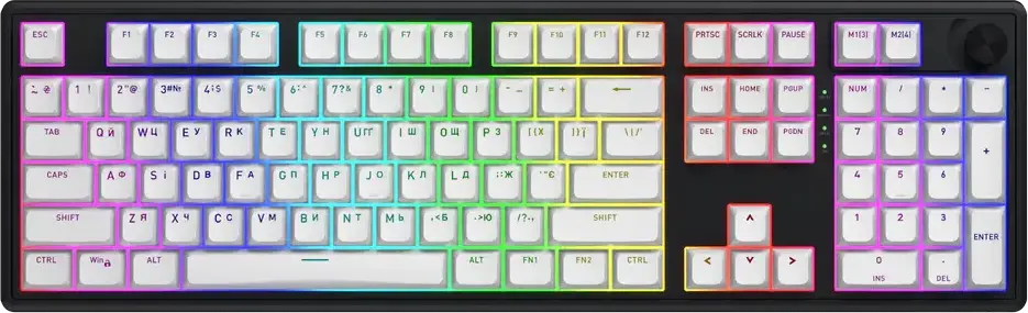 HATOR Skyfall 100 Mechanical Keyboard, HATOR Aurum Lemon Linear Switches, Gasket Mount, Hot-swap, RGB Lighting, Wireless, Black