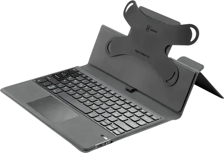 Чехол-клавиатура Cellularline KEYBOARDCASETABK универсальный для планшетов до 11 дюймов, беспроводная клавиатура с тачпадом, экокожа, черный