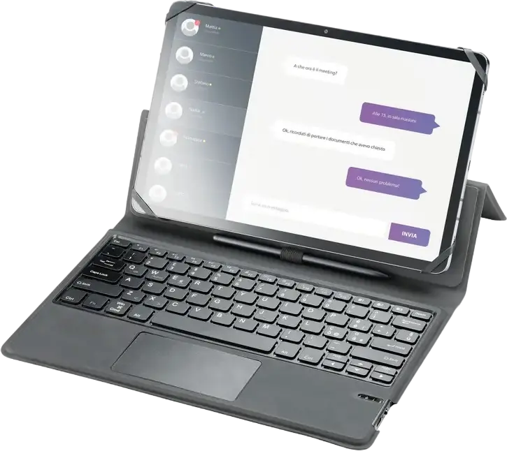 Чехол-клавиатура Cellularline KEYBOARDCASETABK универсальный для планшетов до 11 дюймов, беспроводная клавиатура с тачпадом, экокожа, черный