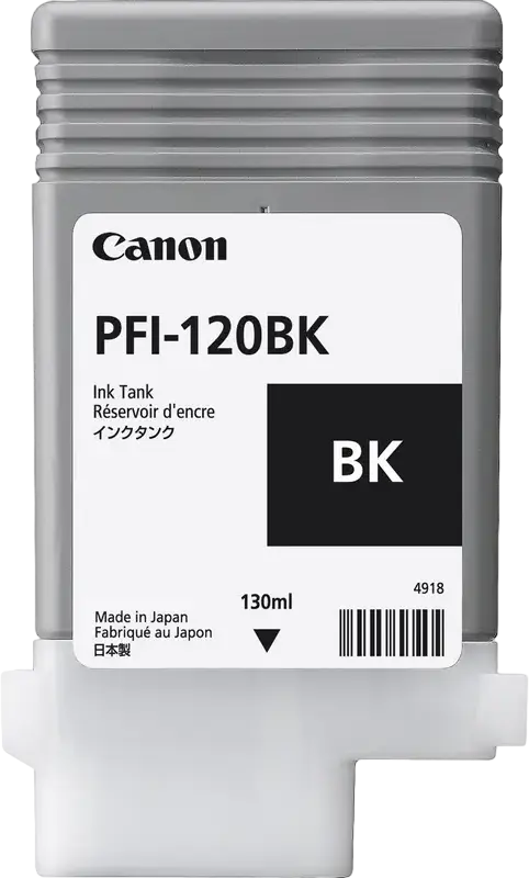 Canon PFI-120 Black LUCIA TD Pigment Ink Cartridge 130ml for imagePROGRAF TM-200 TM-205 TM-300 TM-305 Large Format Plotters, Water-Resistant