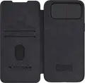 Nillkin Qin Pro Leather Flip Case for iPhone 15 Plus, Premium PU Leather with CamShield Slide Camera Cover and Integrated Card Slots, Black