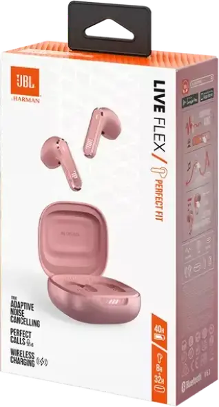 JBL LIVE Flex True Wireless Open-Ear Earbuds with Adaptive Noise Cancelling, Bluetooth 5.3, Multipoint, 40h Total Playtime, IP54, Pink