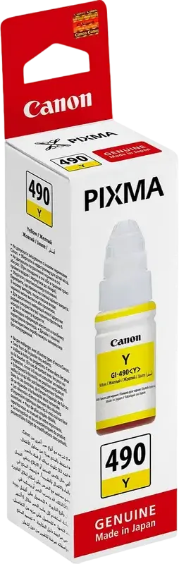 Sticla de Cerneala Canon GI-490 Yellow 70ml pentru PIXMA G1400 G2400 G3400 G4400 Series, Refill Dye-based pentru Imprimante CISS, Capacitate 6000 Pagini