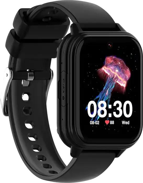 Wonlex KT33 4G Smartwatch for Kids, Black, 1.78" AMOLED Display, 1GB RAM 8GB ROM, GPS LBS WiFi, IP67 Waterproof, Heart Rate & Blood Pressure Monitor, Video Calls, SOS