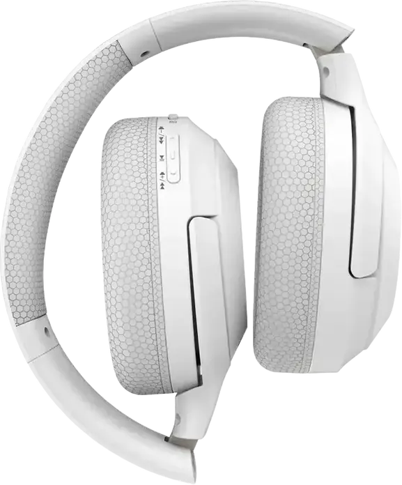 A4Tech BH220 Wireless Bluetooth 5.3 Headphones, White, 0.5m Cable, 40mm Hybrid Diaphragm Drivers, ENC Omni-Directional Microphone, 40h Playtime, M.O.C.I. Carbon Fiber Frame