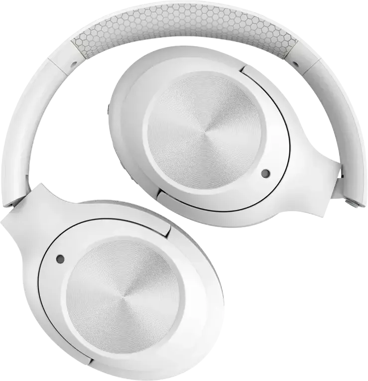 A4Tech BH220 Wireless Bluetooth 5.3 Headphones, White, 0.5m Cable, 40mm Hybrid Diaphragm Drivers, ENC Omni-Directional Microphone, 40h Playtime, M.O.C.I. Carbon Fiber Frame