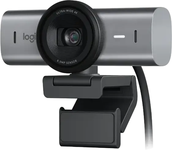 Веб-камера Logitech MX Brio 4K Ultra HD, сенсор Sony STARVIS 8.5 МП, стеклянная линза, автофокус, двойной микрофон, USB-C, серый, Windows macOS Linux
