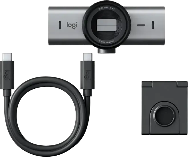 Веб-камера Logitech MX Brio 4K Ultra HD, сенсор Sony STARVIS 8.5 МП, стеклянная линза, автофокус, двойной микрофон, USB-C, серый, Windows macOS Linux