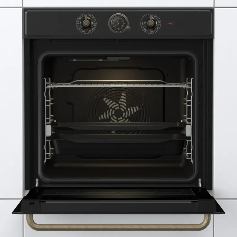 Gorenje BOS67372CLB Built-in Electric Oven, 77L, Class A, Airfry, Steam Assisted Cooking, AquaClean, Black with Gold Accents, 13 Auto Programs