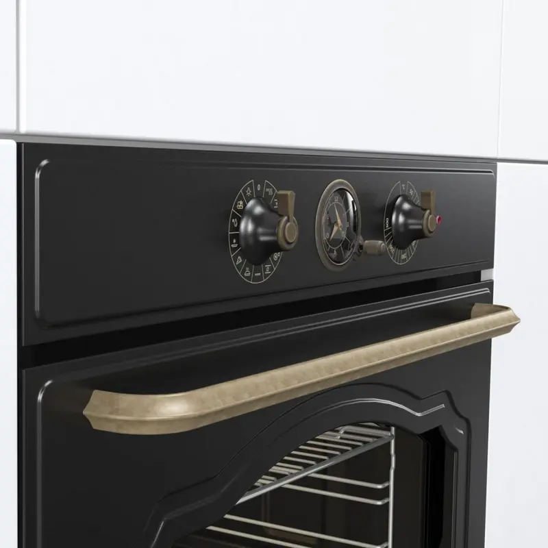 Gorenje BOS67372CLB Built-in Electric Oven, 77L, Class A, Airfry, Steam Assisted Cooking, AquaClean, Black with Gold Accents, 13 Auto Programs