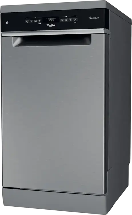 Whirlpool WSFO 3O34 PF X Slim Freestanding Dishwasher, 45cm, 10 Place Settings, 6th Sense Technology, NaturalDry, 8 Programs, Stainless Steel