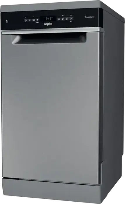 Whirlpool WSFO 3O34 PF X Slim Freestanding Dishwasher, 45cm, 10 Place Settings, 6th Sense Technology, NaturalDry, 8 Programs, Stainless Steel