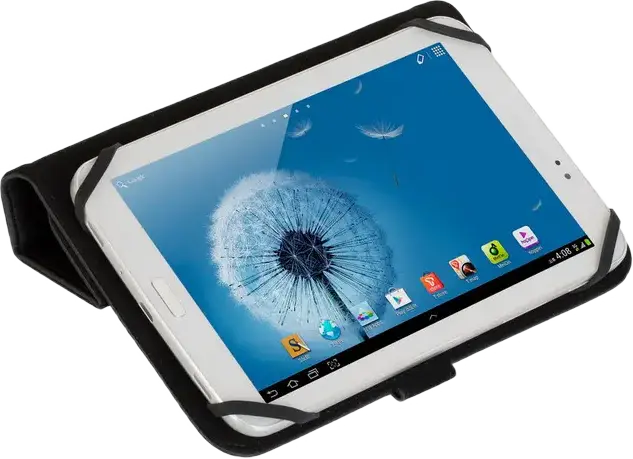 Husa Universala RivaCase Malpensa 3132 pentru Tablete de 7 inch, din Piele Sintetica Neagra cu Captusala din Microfibra, Chiusura Magnetica si Suport Integrat