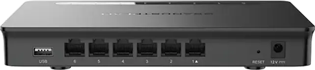 Grandstream GWN7001 Multi-WAN Gigabit VPN Router, 6x 10/100/1000Mbps Ethernet Ports, 256MB RAM, Built-in Firewall, Desktop/Wall-Mount, Black