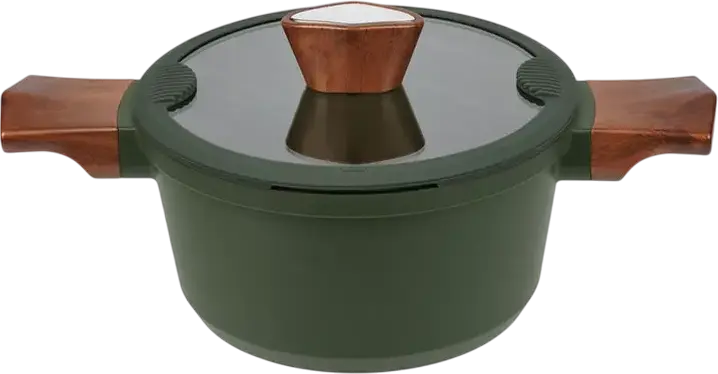 Oala RESTO 93701 SADR din Aluminiu cu Capac Glass, Interior Non-stick, Compatibila cu Inductie, 2.6L, 20cm, Verde