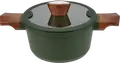 Oala RESTO 93701 SADR din Aluminiu cu Capac Glass, Interior Non-stick, Compatibila cu Inductie, 2.6L, 20cm, Verde