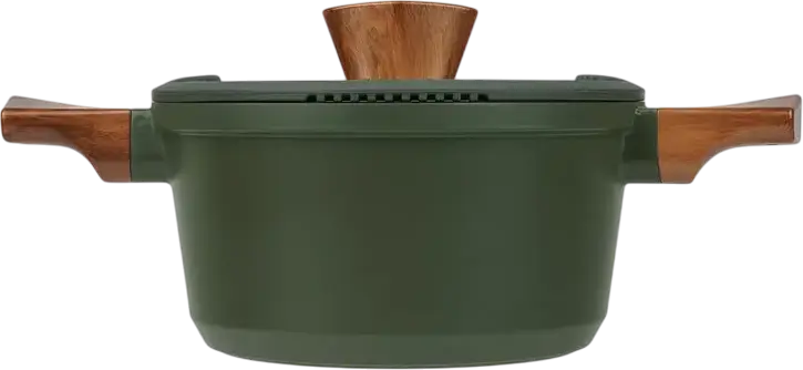 Oala RESTO 93701 SADR din Aluminiu cu Capac Glass, Interior Non-stick, Compatibila cu Inductie, 2.6L, 20cm, Verde