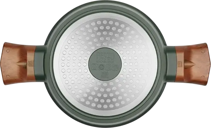 Oala RESTO 93701 SADR din Aluminiu cu Capac Glass, Interior Non-stick, Compatibila cu Inductie, 2.6L, 20cm, Verde