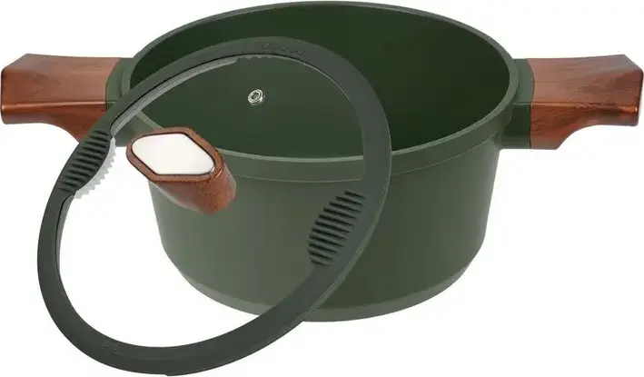 Oala RESTO 93701 SADR din Aluminiu cu Capac Glass, Interior Non-stick, Compatibila cu Inductie, 2.6L, 20cm, Verde