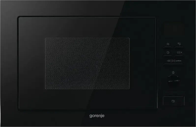Gorenje BM251M2BG Built-in Microwave Oven, 25L Capacity, 900W Power, 8 Auto Programs, Stainless Steel Interior, Black