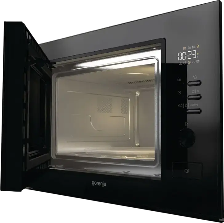Gorenje BM251M2BG Built-in Microwave Oven, 25L Capacity, 900W Power, 8 Auto Programs, Stainless Steel Interior, Black