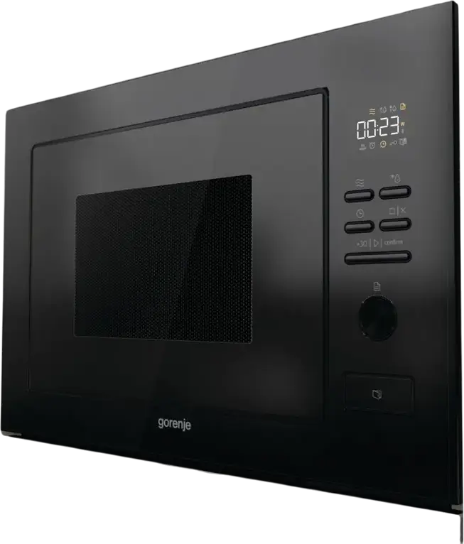 Gorenje BM251M2BG Built-in Microwave Oven, 25L Capacity, 900W Power, 8 Auto Programs, Stainless Steel Interior, Black