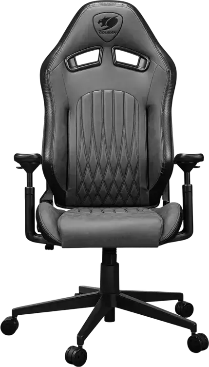 Игровое кресло Cougar Explore, цвет Jet Gray F, дышащая кожа ПВХ и PU, 3D регулируемые подлокотники, наклон 155 градусов, стальной каркас, поясничная поддержка, до 120 кг