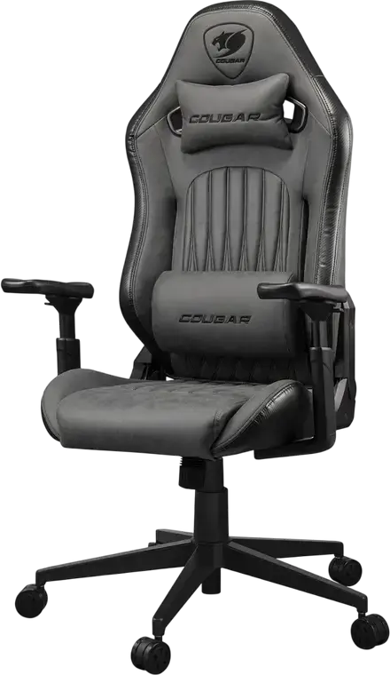 Игровое кресло Cougar Explore, цвет Jet Gray F, дышащая кожа ПВХ и PU, 3D регулируемые подлокотники, наклон 155 градусов, стальной каркас, поясничная поддержка, до 120 кг
