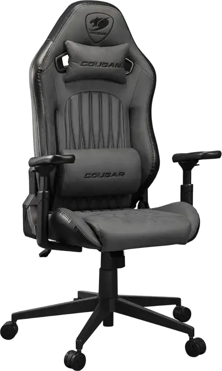 Игровое кресло Cougar Explore, цвет Jet Gray F, дышащая кожа ПВХ и PU, 3D регулируемые подлокотники, наклон 155 градусов, стальной каркас, поясничная поддержка, до 120 кг