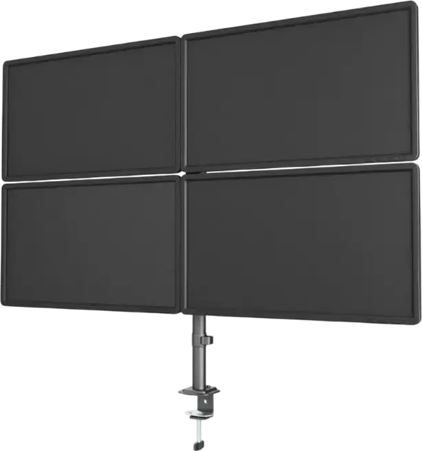 Gembird MA-D4-01 Quad Monitor Arm Desk Mount, 2x2 Configuration, 13-32 inch Screens, VESA 75x75 100x100, 10kg per Screen, Black Steel