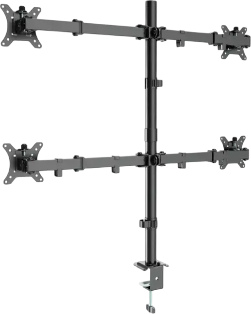 Gembird MA-D4-01 Quad Monitor Arm Desk Mount, 2x2 Configuration, 13-32 inch Screens, VESA 75x75 100x100, 10kg per Screen, Black Steel