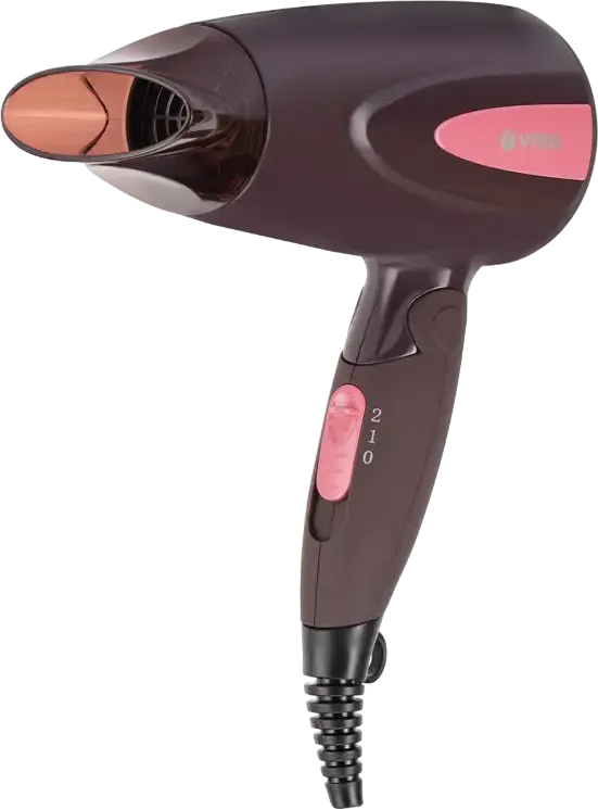 VITEK VT-2261 Compact Hair Dryer 1300W, 2 Speed and 2 Heat Settings, Cold Air Shot, Foldable Handle, Concentrator Nozzle, Bordo