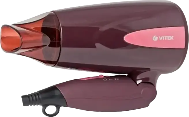 VITEK VT-2261 Compact Hair Dryer 1300W, 2 Speed and 2 Heat Settings, Cold Air Shot, Foldable Handle, Concentrator Nozzle, Bordo