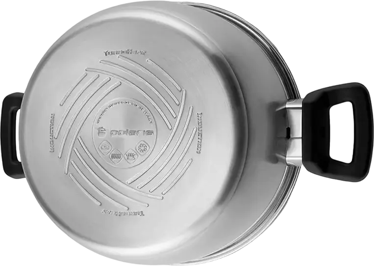 Polaris Rialto-20C Stainless Steel Pot, 3.2L Capacity, 20cm Diameter, Glass Lid, Bakelite Handles, Grey, Dishwasher Safe