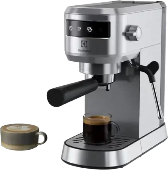 Electrolux E6EC1-6 Manual Espresso Machine 1450W Stainless Steel with Steam Wand for Milk Frothing and Removable Drip Tray