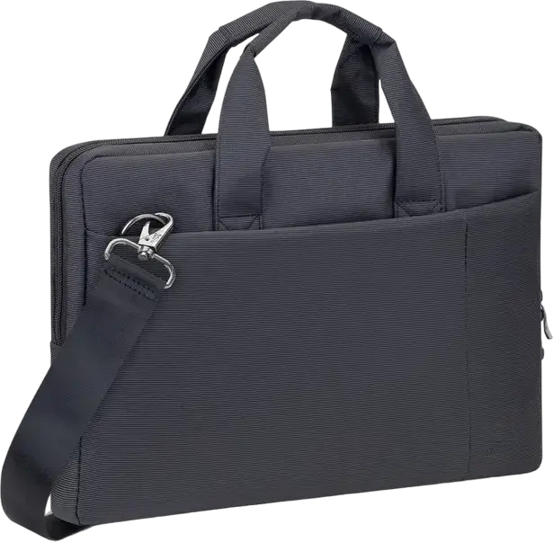 Rivacase Central 8221 Laptop Bag for Macbook Air/Pro and Ultrabooks up to 13.3 inch, Polyester Case with Padded Compartment, Removable Shoulder Strap, Black