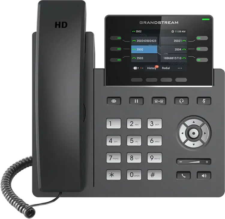 Telefon IP Grandstream GRP2613, 3 Linii SIP, Ecran LCD Color, 24 Taste VPK, Porturi Dual Gigabit Ethernet cu PoE, Management GDMS, Negru