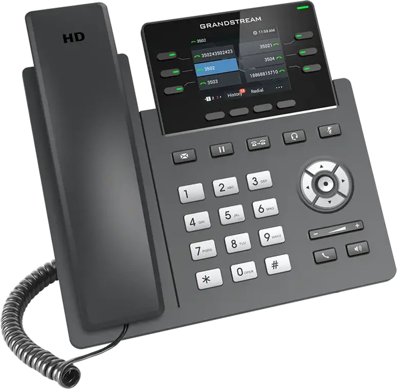 Telefon IP Grandstream GRP2613, 3 Linii SIP, Ecran LCD Color, 24 Taste VPK, Porturi Dual Gigabit Ethernet cu PoE, Management GDMS, Negru