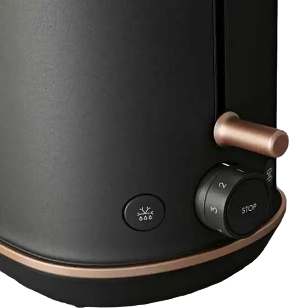 Electrolux Explore 7 E7T1-6BP 2-Slice Toaster, 980W, Metal Housing, 7 Browning Levels, Defrost and Reheat Functions, Black Pearl and Copper