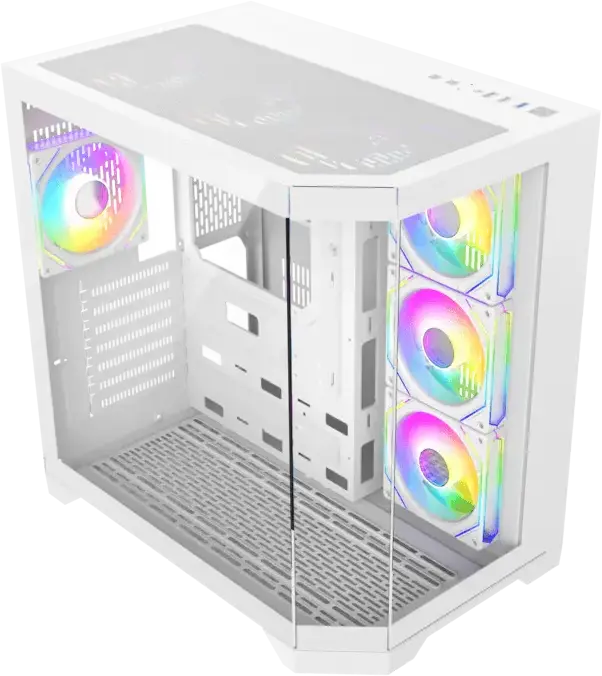 Carcasa Gaming Gamemax HYPE-A Midi-Tower, Albă, Panouri Panoramice din Sticla Temperata 270 Grade, 4 Ventilatoare ARGB 120mm, ATX/Micro ATX/Mini-ITX, Hub PWM