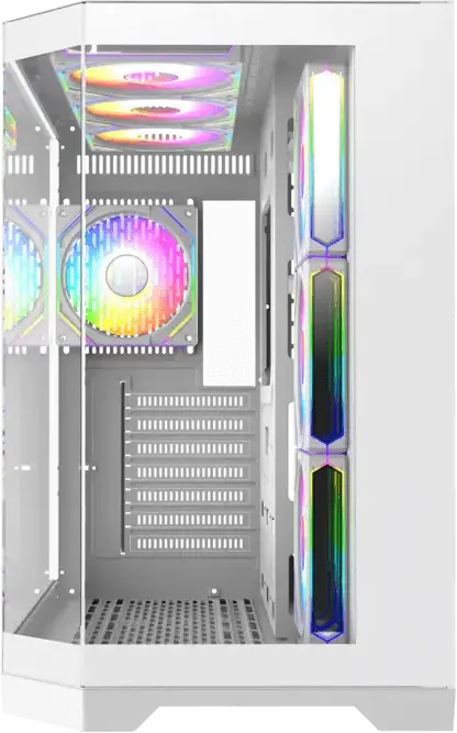 Carcasa Gaming Gamemax HYPE-A Midi-Tower, Albă, Panouri Panoramice din Sticla Temperata 270 Grade, 4 Ventilatoare ARGB 120mm, ATX/Micro ATX/Mini-ITX, Hub PWM