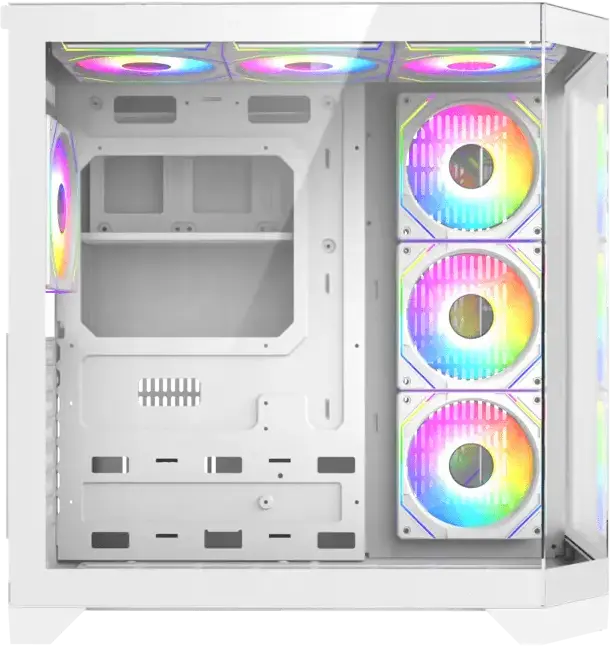 Carcasa Gaming Gamemax HYPE-A Midi-Tower, Albă, Panouri Panoramice din Sticla Temperata 270 Grade, 4 Ventilatoare ARGB 120mm, ATX/Micro ATX/Mini-ITX, Hub PWM
